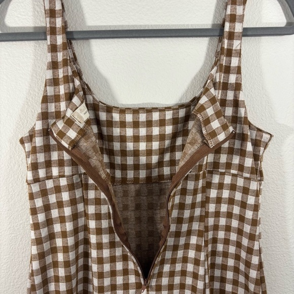 Altar'd State Checkered Brown and White Mini Dress M Preppy Feminine Minimalist - Picture 7 of 12